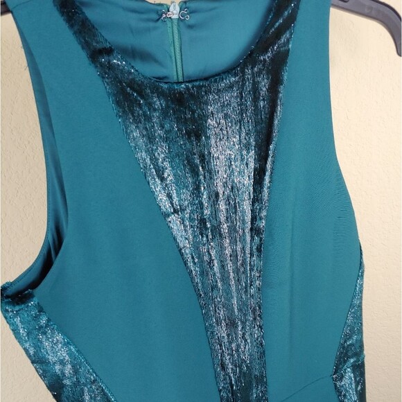 Adelyn Rae green wide leg jumpsuit velvet side stripes sleeveless size Small - Picture 4 of 11